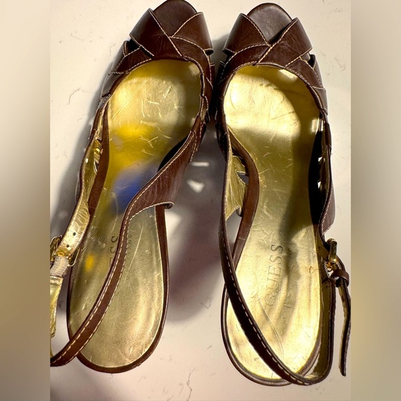 Guess by Marciano Brown Leather upper 5-Inch High Heels - Picture 7 of 10